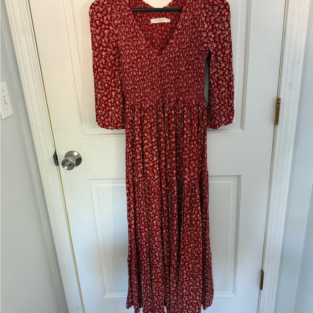 Christy Dawn Red Floral Long Sleeve Dress